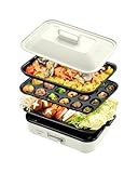 コンパクトホットプレート HY-6127 プレート3種(平面・たこ焼き・鍋)-ホワイト