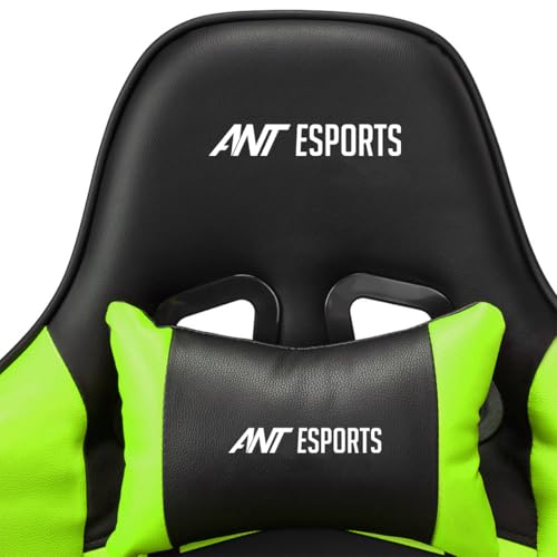 Image of Ant Esports 9077 Ergonomic Gaming Chair, Multifunctional Gaming Chair with Premium PU Leather Upholstery, 2D Armrest, Integrated Neck and Lumbar Support, & 180 Recline - Back & Green