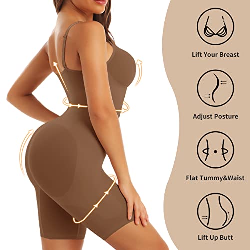 Euyzou Shapewear Bodysuit For Women Tummy Control - Butt Lifting Fajas Full Body Shaper Seamless Thigh Slimmer Shorts - Coffee Xl/Xxl #TOP3