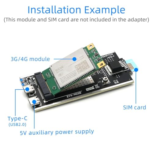 Adaptador Mini PCI-e a USB Tipo C con ranura SIM para tarjeta WWAN LTE 4