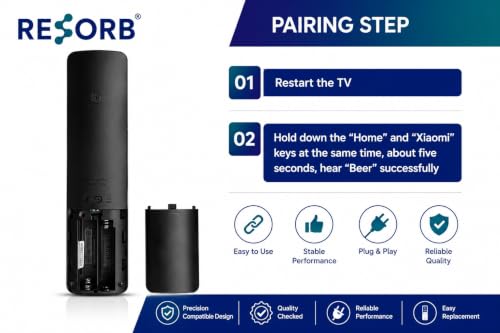Image of Xiaomi TV Remote Compatible with All Xiaomi Smart LED Android 4K UHD TV Models, Bluetooth Voice Replacement Remote Control with Netflix Prime Video Apps Hotkeys, Black, LED 654 VC