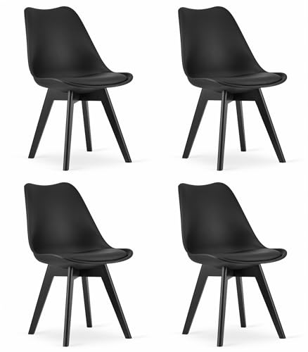 NMK HOME Juego de 4 sillas de Comedor Negras