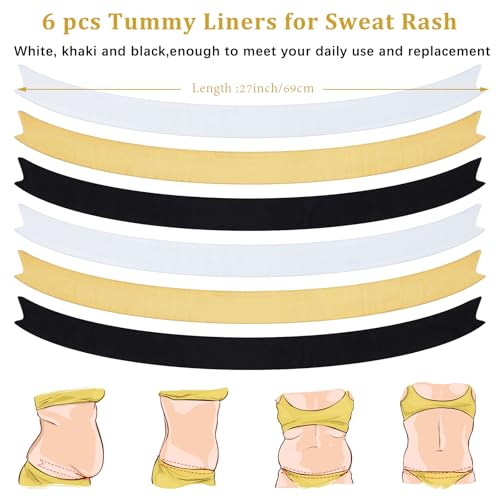 Boyiee 6 Pack Tummy Liners for Sweat Rash Plus Size Under Belly Sweat Liners Stomach Pad Belly Band for Women Men, XX-Large2