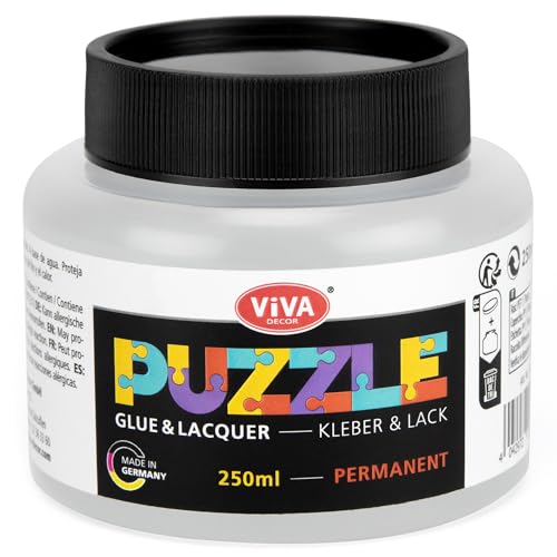 Bildershop-24 Viva Decor Puzzlekleber 250ml – Puzzle Kleber & Versiegelung in Einem – Transparent, schnelltrocknend, für Puzzles in verschiedenen Größen – Puzzle Fixierer für Kinder & Erwachsene