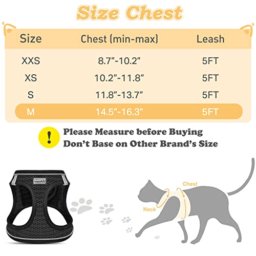 Cat Harness And Leash For Walking Escape Proof, Adjustable Kitten Vest Harness Reflective Soft Mesh Puppy Harness For Outdoor, Comfort Fit, Easy To Control Black #TOP6