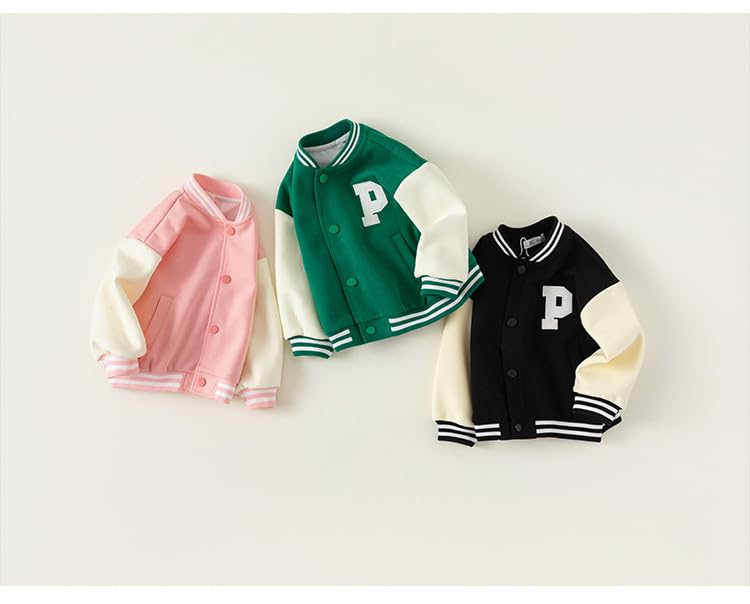 Toddler Boys Casual Padded Letters Printed Button Jacket Fashion Spring Winter Block Color Pockets Sweatshirt Coat4