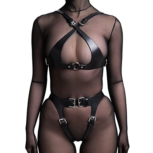 LYWBYXGS Sexy Women Faux Leather Lingerie Harness Belt Erotic Suspender Bra Belts Thigh Garters Belt Bondage Rave Sek Gothic Clothes 2PCS (Color : Set 1, Size : Adjustable) LYWBYXGS Sexy Women Faux Leather Lingerie Harness Belt Erotic Suspender Bra Belts Thigh Garters Belt Bondage Rave Sek Gothic Clothes 2PCS (Color : Set 1, Size : Adjustable)