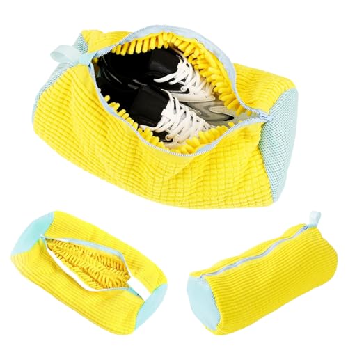 Ayizhiniu 2pcs Bolsa Lavadora Zapatillas, Reutilizable Bolsa de Lavado de Zapatos de Malla, Bolsa para Lavar Zapatos, Adecuado Calzado Deportivo, Calzado Tela, Bolsa Lavar en Lavadora (amarillo)