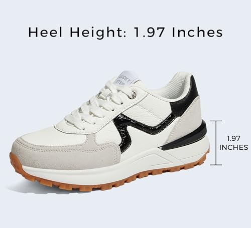 Image of LUCKY STEP Women's Retro Fashion Casual Sneakers | Platform Classic Trendy Trainning Anti-Slip Tennis Travel Walking Shoes