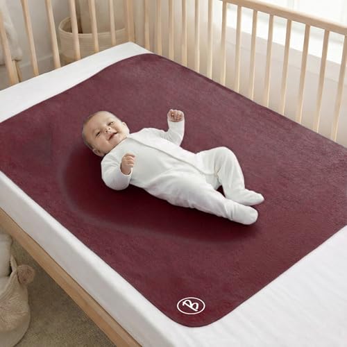 Image of Btag Baby Waterproof, Super Soft Fast Drying Mattress Protector | Extra Absorbent, Anti-Itching Sheet for New Born,Toddler (Size 70x100 cm, Pack of 1, Maroon)