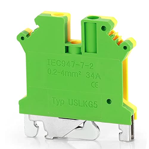 Erayco Uslkg5N Din Rail Mounted Ground Circuit Connection Terminal Block, 600V 30A, 24-10 Awg, Screw Clamp (Pack Of 20) #TOP12