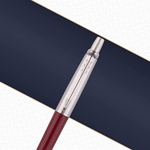 Image of Parker Jotter Originals Ballpoint Pen, Classic Red Finish, Medium Point, Blue Ink, 1 Count - Smooth Writing, Sleek, Polished, Professional, Desk Essentials (Pack of 6)