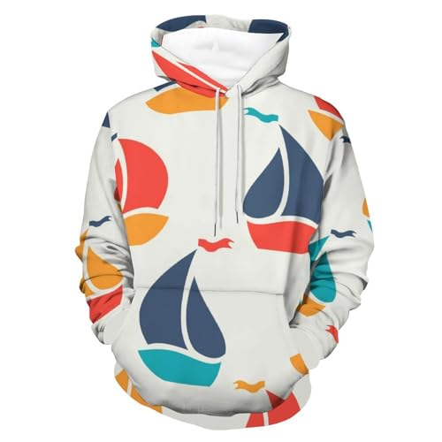 Hoodie Bateau Sweats À Capuche Manche Longue Pull Homme Femme Taille S