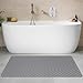 Yolife Large Shower Mat, 47 x 32 inch Non Slip Shower Mats for Inside Shower with Drain Hole, No Odor Soft TPE Shower Floor Mat, Extra Large Non Slip Shower Mat with Suction Cups, Grey