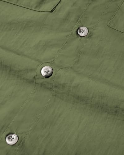 Image of Alimens & Gentle Short Sleeve Fishing Shirt Wicking Fabric Sun Protection Casual Button Down Shirts