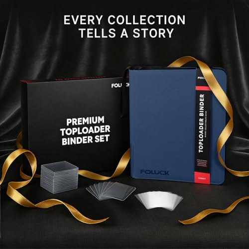 Foluck 9 Pocket Top Loader Binder, Holds 252 Toploaders, 200Pcs Top Loaders & Card Sleeves Included, Side-Loading Trading Card Binder, Premium Collection Album for Pokemon, MTG, Sports Cards (Blue) by Foluck - Used condition - Image 7