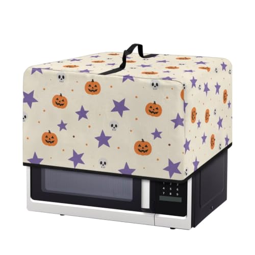 Image of Microwave Oven Dust Cover Air Fryer Toaster Oven Protector, Halloween Small Appliances Cover, L, 20.9 x 15.7 x 12.4 Inches, Cute Pumpkin Skull Star Beige