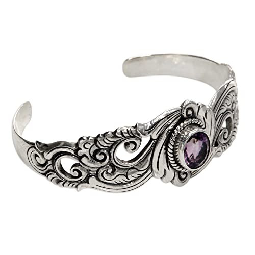 Novica Handmade Regal Ivy - 925 Sterling Silver Jewelry For Women, Charm Bracelets, Amethyst And Silver Cuff Bracelet, Mom Birthday Gifts, Gifts For Girlfriend, Friendship Bracelet, Handmade Bracelets #TOP4