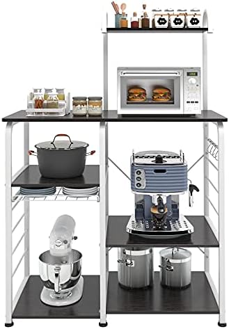 DlandHome Microwave Cart Stand 35.4 inches, Kitchen Utility Storage 3-Tierx4-Tier for Baker and Rack and Spice Rack Organizer Workstation Shelf, 172-B