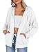 Zeagoo Women's Lightweight Zip Up Hoodies Oversized Sweatshirt Fall Casual Drawstring Jacket with Pockets White