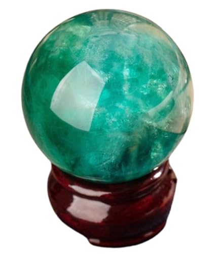 1.96"(5cm), Polished Green Fluorite Crystal Ball, Decorative Sphere with Stand, Feng Shui Stone Gemstone Witchcraft Home Decor