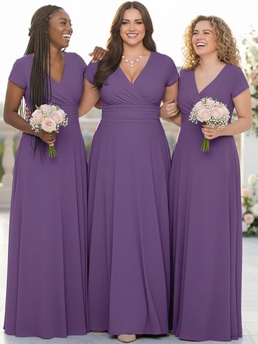 Image of KOH KOH Womens Sexy Cap Short Sleeve V-Neck Flowy Cocktail Gown