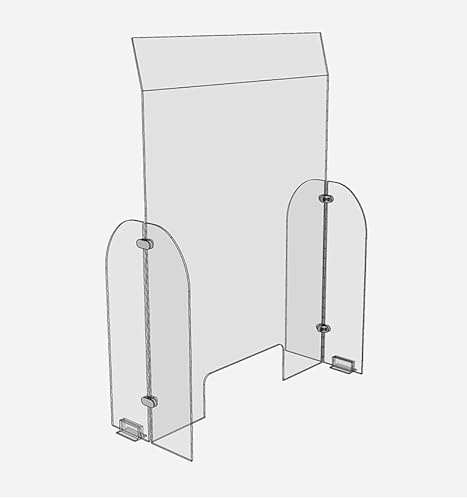 Plexiglass Sneeze Guard Barrier Screen with Angled Top and Transaction Cutout for Counter 30
