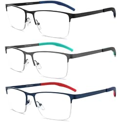Blue Light Blocking Reading Glasses With Spring Hinge Metal Full Frame Lightweight Computer Readers
