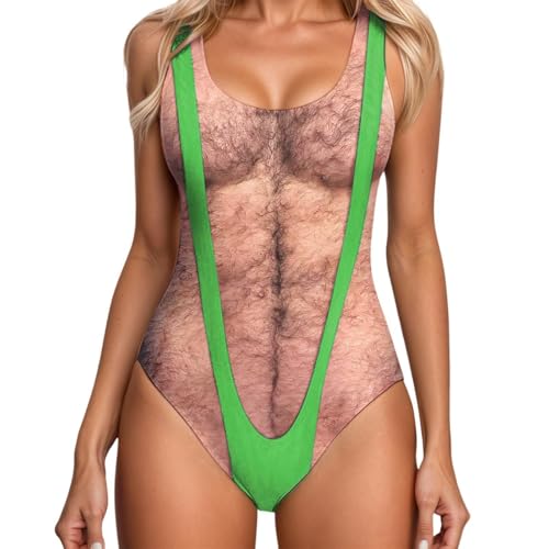 Generisch Lustiger Damen-Badeanzug, behaart, Brust, bedruckt,...