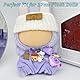 17 cm Große Puppenkleidung, Puppen Outfit Set mit Hut und Zubehör, Kleidung für 17 cm Plüschpuppe, Bekleidung für 17cm Plüsch, Plüschpuppen Kleidung für Generation 1/2/3 (Lila)