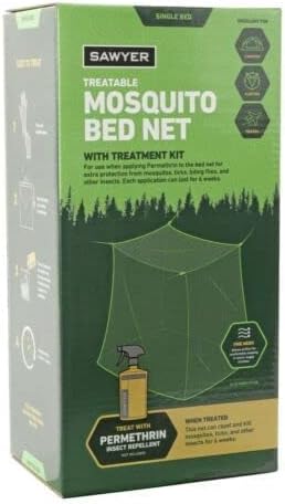 SAWYER Mosquito Bed Net Single Bed (Camping , Hunting , Travel) Better Visibility w/ Dark Color Netting Fine Mesh