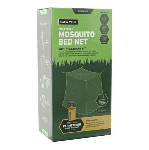 SAWYER Mosquito Bed Net Single Bed (Camping , Hunting , Travel) Better Visibility w/ Dark Color Netting Fine Mesh