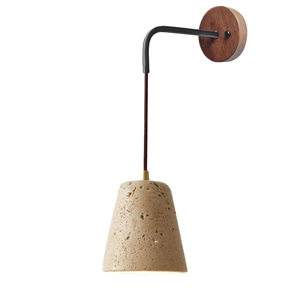 Xybzjp Multicolor Hard Wire Connection Yellow Travertine Wall Light, E26 Screw Indoor Wall Sconce, Modern Industrial Style Wall Lamp, Living Room Stair Bedside Decorative Lighting Fixtures