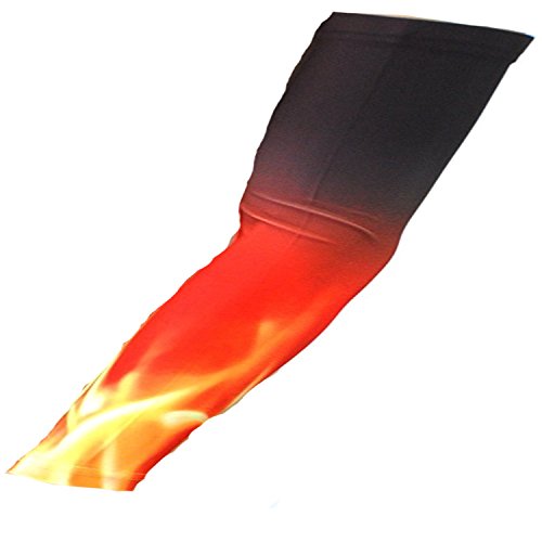 Nexxgen Sports Apparel Compression Arm Sleeve (Single)- 40 Styles and Colors- Men, Women, Youth - Basketball Shooter, Football, Baseball, Lymphedema, Tattoo (Youth Medium, Flames/Fire)