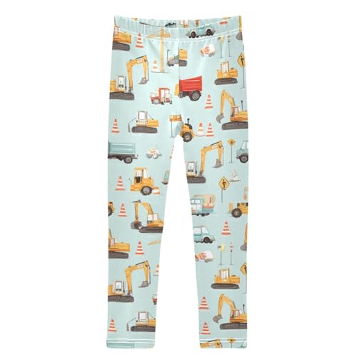 Boccsty Cartoon Road Signs Construction Vehicles Girls Leggings Kids Yoga Pants Dance Active Tights 4T
