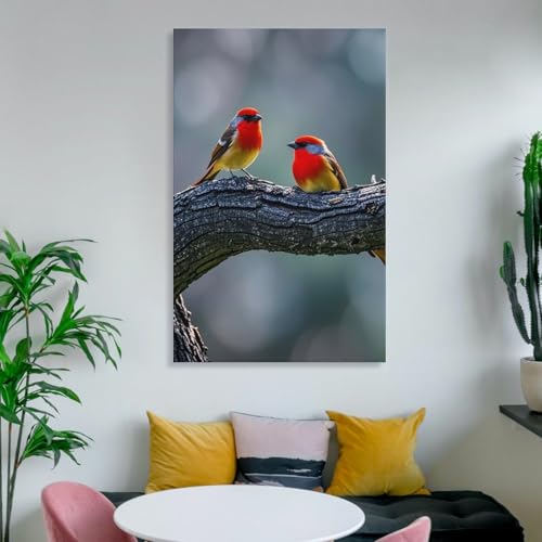 Impression sur toile oiseau cardinal sans cadre suspendre 60x90cm