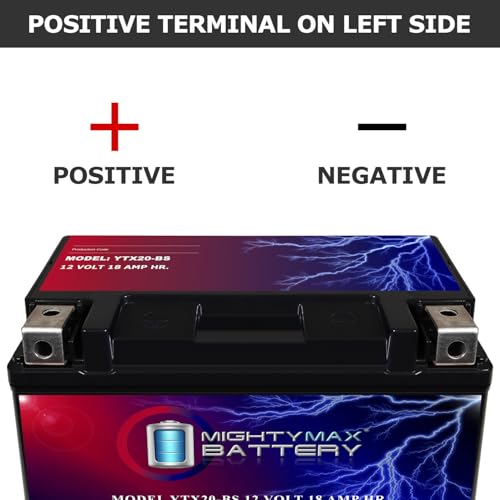 Image of Mighty Max Battery YTX20-BS -12 Volt 18 AH, 270 CCA, Rechargeable Maintenance Free SLA AGM Motorcycle Battery