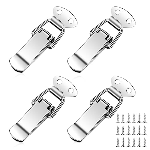 Latch, Stainless Steel Spring Loaded Toggle Latch, Toggle Latch Metal Lock, Latch Catch Toggle Hasp with Screws, Clasp Buckle Latch for Cabinet, Locks Latches for Bucket Window Box
