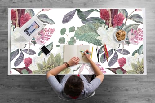 Couverture de bureau imperméable en PVC aux bords arrondis pour un espace de travail soigné