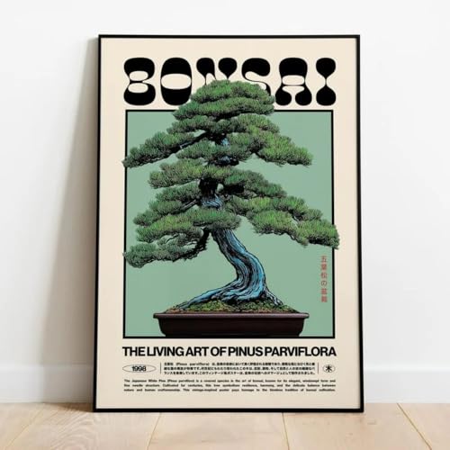 Toile de pin blanc rétro 30x45 cadre intérieur affiche bonsaï MAIMANG
