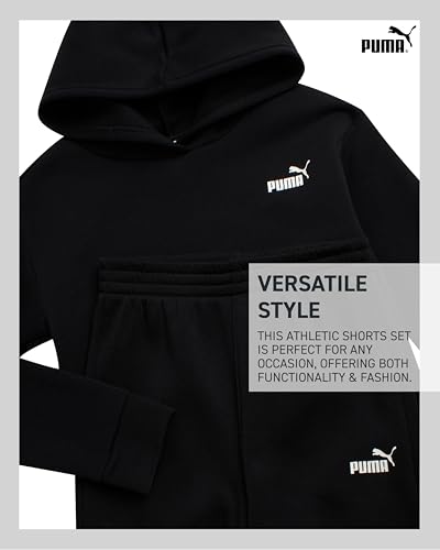 Image of PUMA Boys' Shorts Set - 2 Piece Soft Fleece Matching Athletic Pullover Hoodie Sweatshirt and Shorts for Boys (Sizes 8-16)