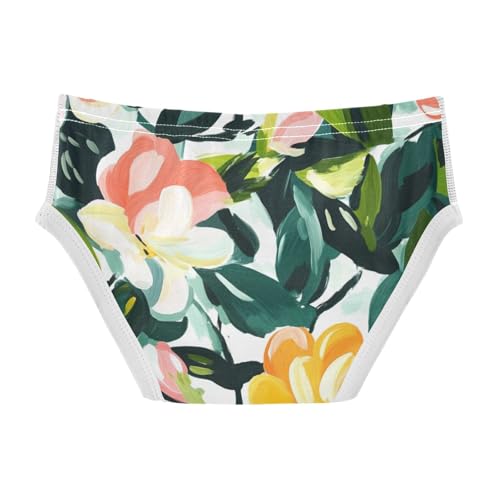 KLL Flowers Leaves White Pink Yellow Toddler Boy Pure Cotton Boxer Briefs Cute Children Undies2