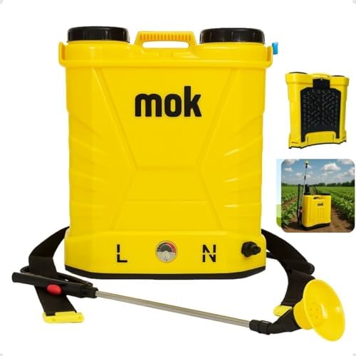 Mok Pulverizador Costal Elétrico Agrícola, Amarelo, com Lança e B...