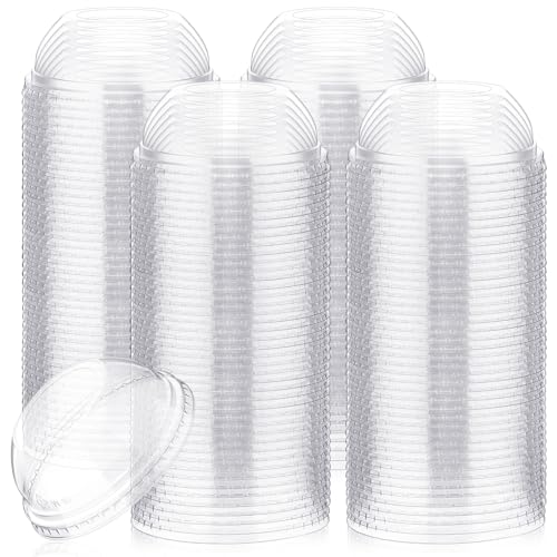 LemonRoad 200 Packs Clear 98 mm Dome Lids Wide Hole Plastic Cold Cup Lids Disposable Clear Dome Cap for 16-24 oz Plastic Cups