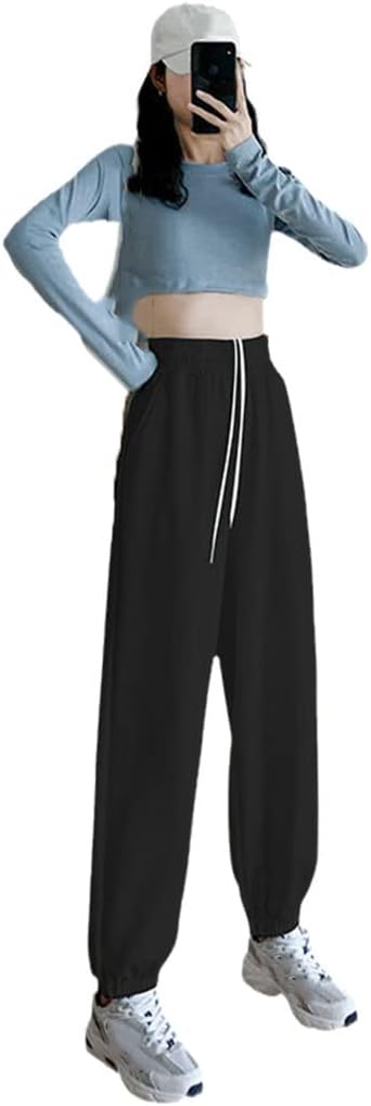 KEHAIOO Women White Sweatpants Korean Style Baggy Joggers Sports Pants Oversize Black Sweat Wide Trousers