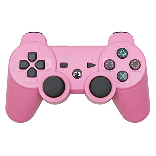 Hanbaili 2.4G Controlador de juego inalámbrico, controlador PS2, mando de juegos, doble golpe, botón de copo de nieve, 1 espada universal, Wireless Controller para mando PS2, color rosa