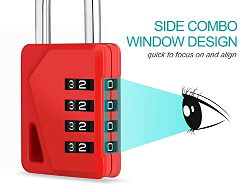 Image of ZHEGE Small Locker Lock Gym, 4 Digit Combo Lock with DIY Name Tag (Red) | White Number Padlock for School, Toolbox, Cabinet, Fence, Shed, Easy to Read