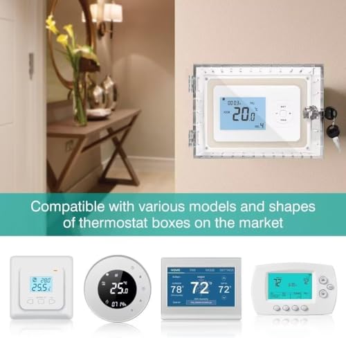 2 PCS Thermostat Lock Box - Thermostat Cover with Lock Universal Thermostat Lock Box with Key Clear Thermostat Guard for Thermostat on Wall Fits Thermostats 6.5\" x 4.72\" x 1.97\" or Smaller
