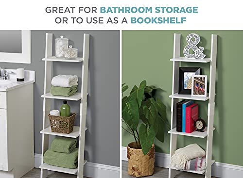 Zenna Home Ladder Style Bathroom Linen Tower, White #TOP1