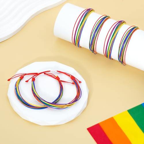 Handmade Pride Bracelets LGBTQ Rainbow Trans Bracelets Gay Lesbian Bisexual String Bracelets Set for Women Pride Accessories Gifts2